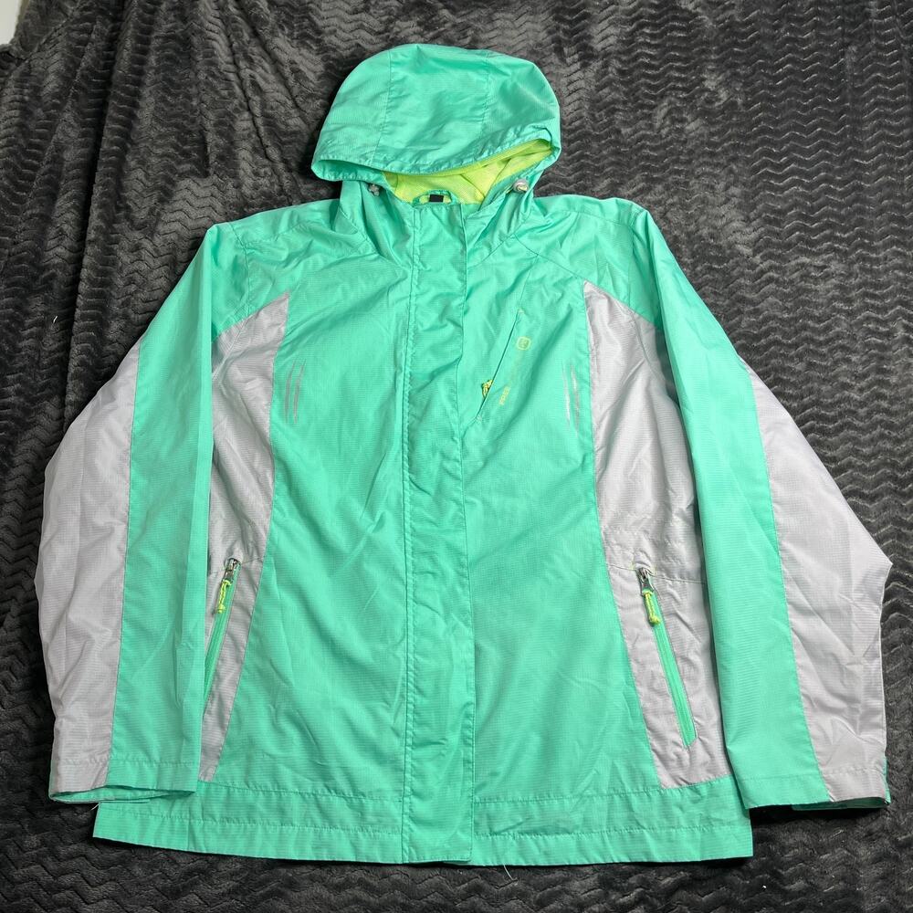 Free Country Live In It Rain Jacket Water Resistant Lightweight Hood turquoiseXL